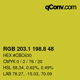 カラーコード: RGB 203.1 198.8 48 | qconv.com