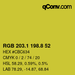 カラーコード: RGB 203.1 198.8 52 | qconv.com