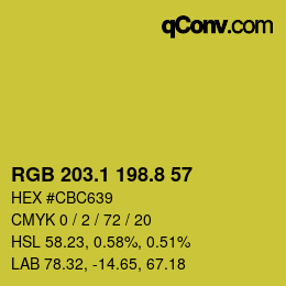 カラーコード: RGB 203.1 198.8 57 | qconv.com