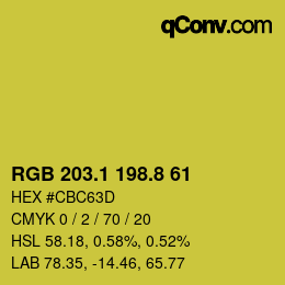 カラーコード: RGB 203.1 198.8 61 | qconv.com