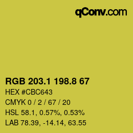 カラーコード: RGB 203.1 198.8 67 | qconv.com