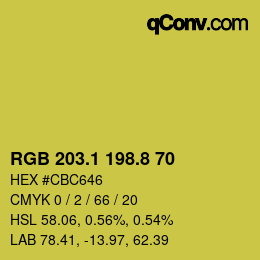 カラーコード: RGB 203.1 198.8 70 | qconv.com