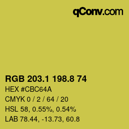 カラーコード: RGB 203.1 198.8 74 | qconv.com