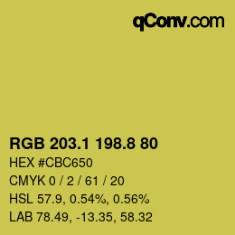 カラーコード: RGB 203.1 198.8 80 | qconv.com