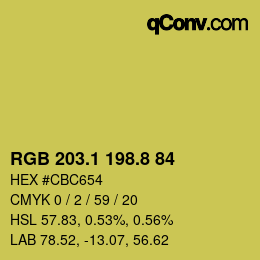 カラーコード: RGB 203.1 198.8 84 | qconv.com