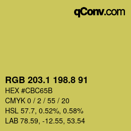 カラーコード: RGB 203.1 198.8 91 | qconv.com