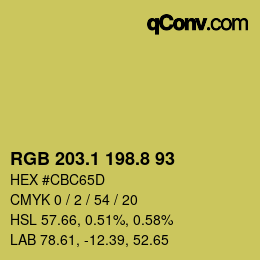 カラーコード: RGB 203.1 198.8 93 | qconv.com