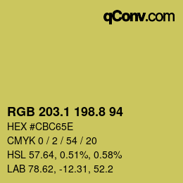 カラーコード: RGB 203.1 198.8 94 | qconv.com