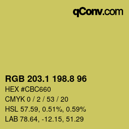 カラーコード: RGB 203.1 198.8 96 | qconv.com