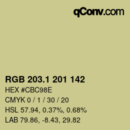 Color code: RGB 203.1 201 142 | qconv.com