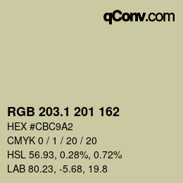 カラーコード: RGB 203.1 201 162 | qconv.com