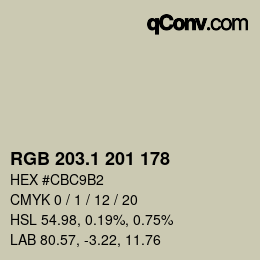 Color code: RGB 203.1 201 178 | qconv.com