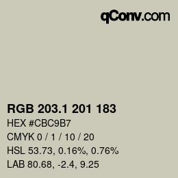 Color code: RGB 203.1 201 183 | qconv.com