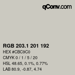 Color code: RGB 203.1 201 192 | qconv.com