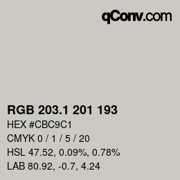 Color code: RGB 203.1 201 193 | qconv.com