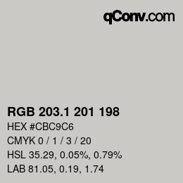 Color code: RGB 203.1 201 198 | qconv.com