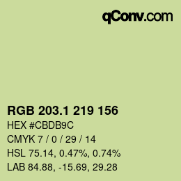 カラーコード: RGB 203.1 219 156 | qconv.com