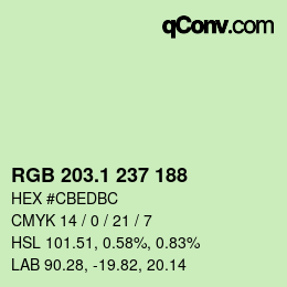カラーコード: RGB 203.1 237 188 | qconv.com