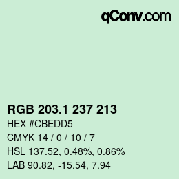 カラーコード: RGB 203.1 237 213 | qconv.com