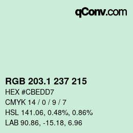 カラーコード: RGB 203.1 237 215 | qconv.com