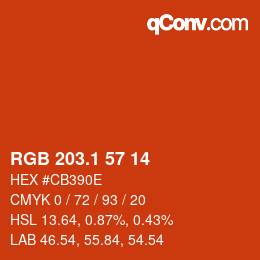 カラーコード: RGB 203.1 57 14 | qconv.com