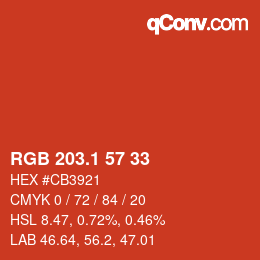 カラーコード: RGB 203.1 57 33 | qconv.com