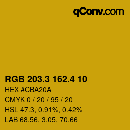 カラーコード: RGB 203.3 162.4 10 | qconv.com