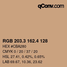 カラーコード: RGB 203.3 162.4 128 | qconv.com