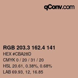 カラーコード: RGB 203.3 162.4 141 | qconv.com