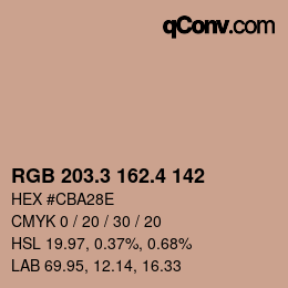 カラーコード: RGB 203.3 162.4 142 | qconv.com