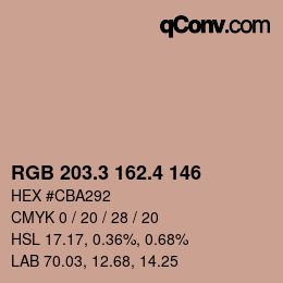 カラーコード: RGB 203.3 162.4 146 | qconv.com