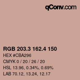 カラーコード: RGB 203.3 162.4 150 | qconv.com