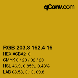 カラーコード: RGB 203.3 162.4 16 | qconv.com