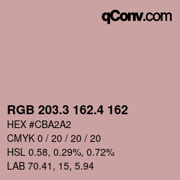 カラーコード: RGB 203.3 162.4 162 | qconv.com
