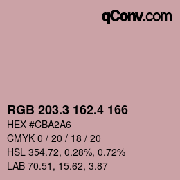 カラーコード: RGB 203.3 162.4 166 | qconv.com