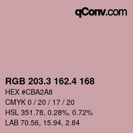 カラーコード: RGB 203.3 162.4 168 | qconv.com