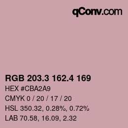 カラーコード: RGB 203.3 162.4 169 | qconv.com
