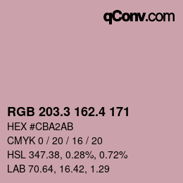 カラーコード: RGB 203.3 162.4 171 | qconv.com