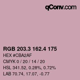 カラーコード: RGB 203.3 162.4 175 | qconv.com