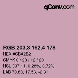 カラーコード: RGB 203.3 162.4 178 | qconv.com