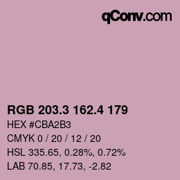 カラーコード: RGB 203.3 162.4 179 | qconv.com