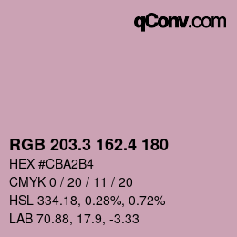 カラーコード: RGB 203.3 162.4 180 | qconv.com