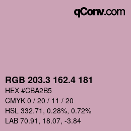 カラーコード: RGB 203.3 162.4 181 | qconv.com