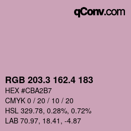 カラーコード: RGB 203.3 162.4 183 | qconv.com