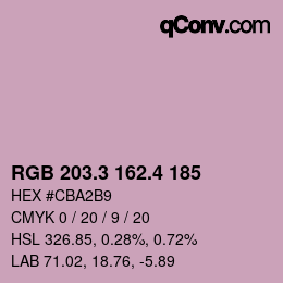 カラーコード: RGB 203.3 162.4 185 | qconv.com