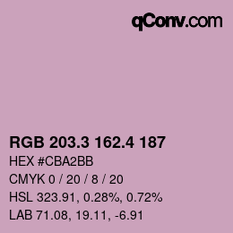 カラーコード: RGB 203.3 162.4 187 | qconv.com