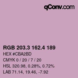 カラーコード: RGB 203.3 162.4 189 | qconv.com