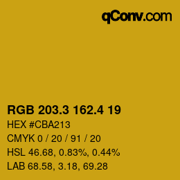 カラーコード: RGB 203.3 162.4 19 | qconv.com