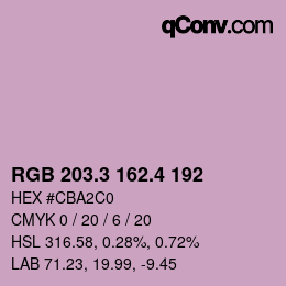 カラーコード: RGB 203.3 162.4 192 | qconv.com