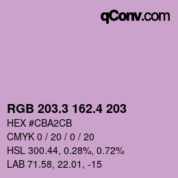 カラーコード: RGB 203.3 162.4 203 | qconv.com